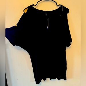 Women’s open shoulder blouse size cl navy blue